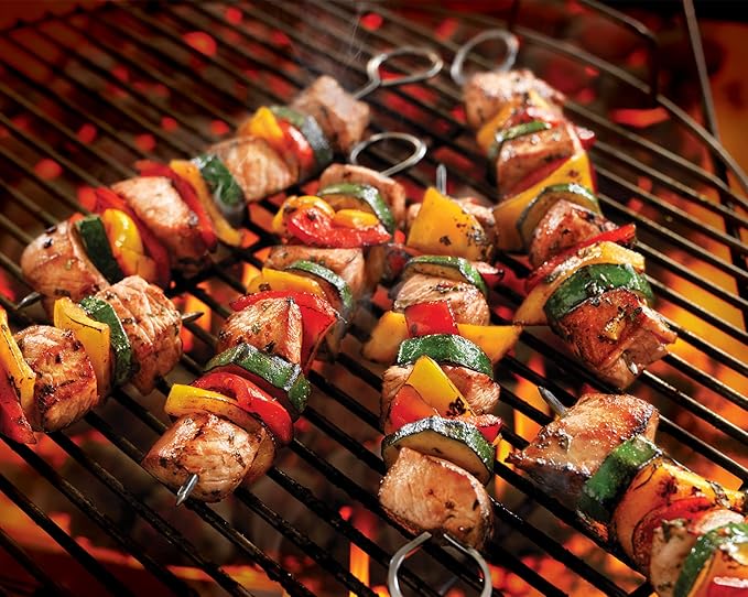 8 inch Barbecue Skewers Square Metal BBQ Sticks,HONSHEN 12Pack Stainless Steel Skewer,Kebob,kabob Sets for Grill Outings Cooking (BBQ Skewers Square 8inch-12p)