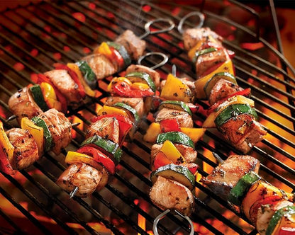 8 inch Barbecue Skewers Square Metal BBQ Sticks,HONSHEN 12Pack Stainless Steel Skewer,Kebob,kabob Sets for Grill Outings Cooking (BBQ Skewers Square 8inch-12p)