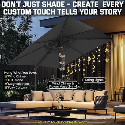 Hoteel Patio Umbrella - 10ft Cantilever Umbrella Outdoor for Patio, Offset Umbrellas with Double Top Vent, UV resistant, Large Table Umbrella on Clearance for Deck, Pool, Market, Backyard - Gray