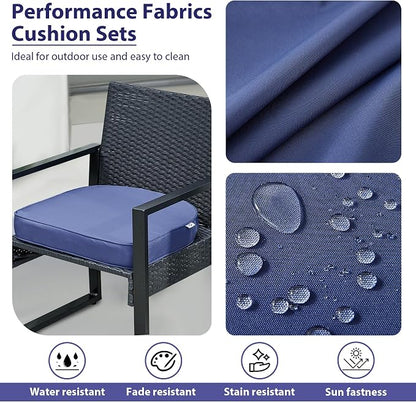 IPYNBAP Outdoor Chair Cushions Set of 4 -Waterproof Outdoor Seat Cushions for Patio Furniture, Patio Chair Cushion with Handle and Ties, Out Door Chair Pads,17x16x2-Round, Navy Blue