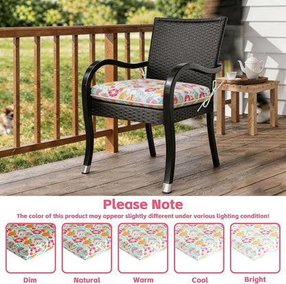 COZYVIDA Outdoor Chair Cushions Set of 4, 20"x20" Square Seat Pads with Tie Straps and YKK Zippers, 30D High-Density Foam, Water-Resistant Fabric,UV-Resistant 1000+ Hrs