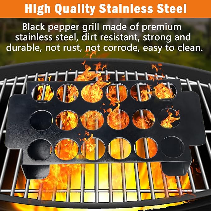 18 Hole Black Jalapeno Grill Rack for Chili, Stainless Steel Barbecue Chili Peppers Grill Rack with Handle, Jalapeno Popper Stand for BBQ Smoker or Oven (Black)