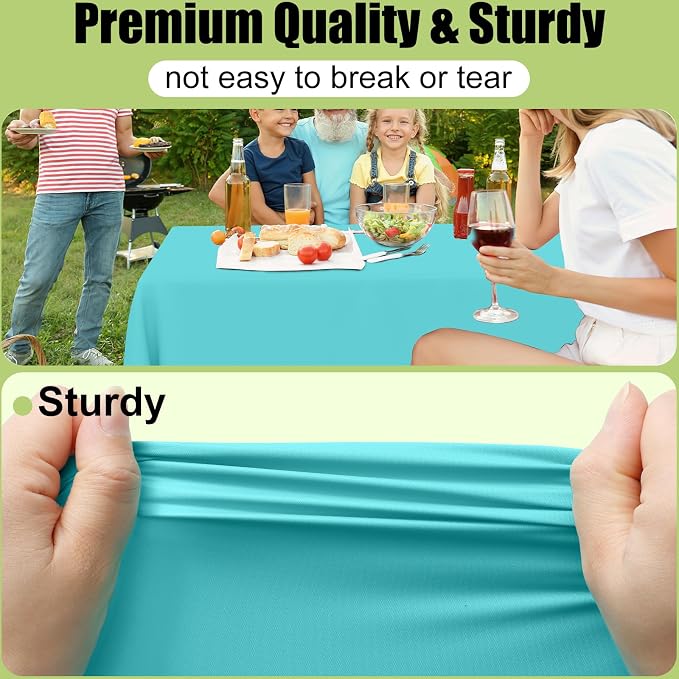 Smiry Disposable Table Cloth - 6 Pack, 54 x 78 Inch Waterproof Rectangle Tablecloths for Parties, Decorative Plastic Table Cover, Leakproof & Sturdy, Teal