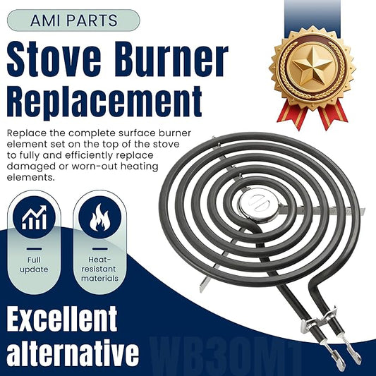 WB30M1 6" Range Stove Burner Top Surface Burner Element Set Replacement Fit for G.E Hot-point Ken-more Electric Range Stove by AMI PARTS