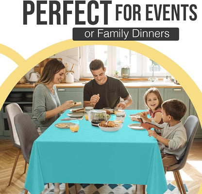 66% Thicker Premium Plastic Table Cloth Rectangle Table Cover 0.5 Mil 24 Pack Aqua Table Cloth 54 Inch x 108 Inch Disposable Tablecloth Won't Tear Easily Like Cheap Thin Brands By Exquisite