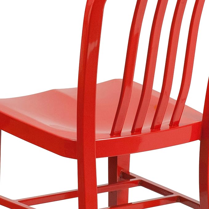 Flash Furniture Gael Indoor/Outdoor Modern Metal Dining Chairs, Commercial-Grade Galvanized Steel Restaurant Chairs, Set of 2, Red