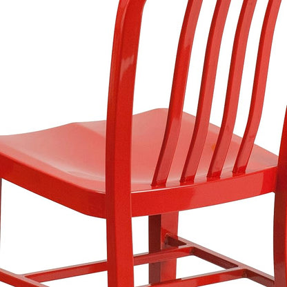 Flash Furniture Gael Indoor/Outdoor Modern Metal Dining Chairs, Commercial-Grade Galvanized Steel Restaurant Chairs, Set of 2, Red