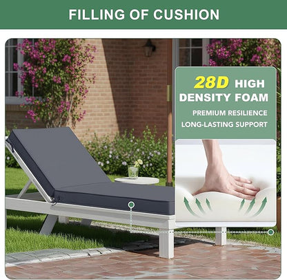 Summsun Chaise Lounge Cushions Outdoor Set of 4 - Waterproof and Fade Resistant Sun Lounger Replacement Cushions - Patio Lounger Pads with Removable Cover for Pool, Deck, 80 x 26 x 3 Inch, Dark Grey