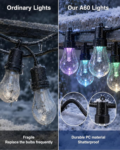 27FT Outdoor String Lights, RGBW LED String Lights Outdoor with APP & RF Remote Control, Color Changing Patio Lights Outdoor Waterproof IP65, for Backyard Garden Party Wedding Christmas Decor