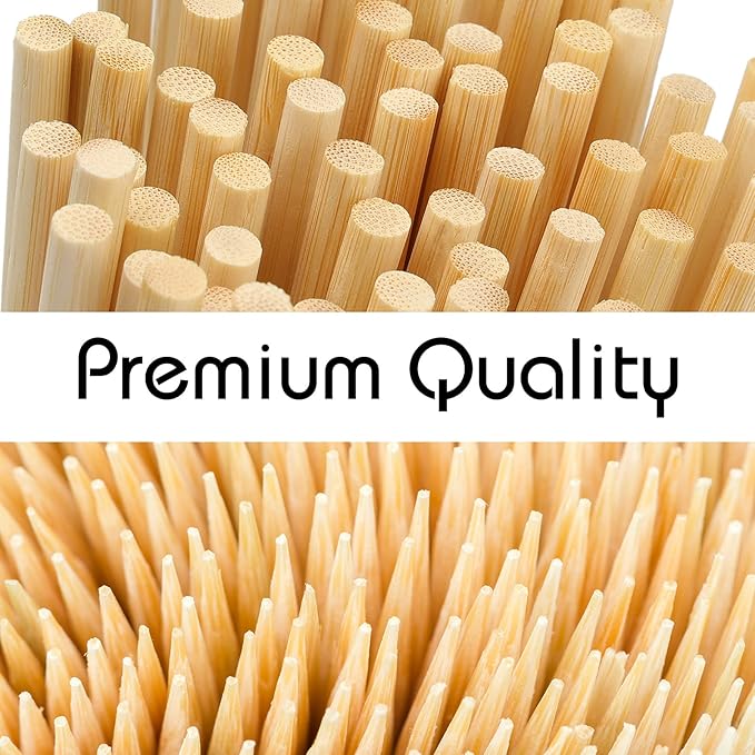 HANSGO 100PCS Natural Bamboo Skewers, 8Inch Wooden Skewers for Appetizers, Fruit, Kabobs, Grilling Kebabs, Corns, Cocktail Picks for Drinks, Sturdy & Durable