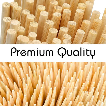 HANSGO 100PCS Natural Bamboo Skewers, 8Inch Wooden Skewers for Appetizers, Fruit, Kabobs, Grilling Kebabs, Corns, Cocktail Picks for Drinks, Sturdy & Durable