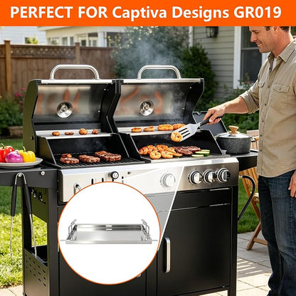 Half-Size Stainless Steel Flat Top Griddle Insert for Captiva Designs GR019 | 19.6" L x 14.4" W for 4-Burner Propane Gas Grill, Universal Griddle Plate, Non-Stick Grill Accessory for Backyard BBQ