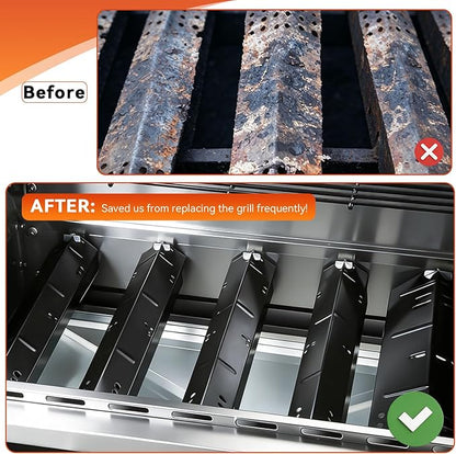 Grill Heat Plate Replacement for Dyna-Glo 5 Burner DGH474CRP DGH485CRP DGH483CRP, Dyna-Glo 4 Burner DGH450CRP Grills, Porcelain Steel Heat Plate for Revoace GBC1793W, 5 Pack