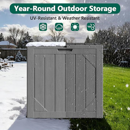 Outdoor Storage Box, 31 Gallon Lockable Waterproof Deck Storage Box, Yard Storage Bin, Suitable for Gardens, Gray