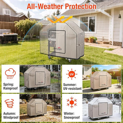 Exclusive Foldable 48 inch Grill Cover, 600D Heavy Duty Waterproof Outdoor BBQ Cover for 2-3 Burners Grill Weber Nexgrill CharBroil, Khaki