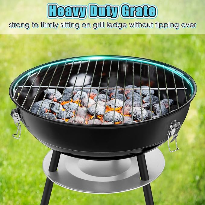 HaSteeL Replacement Cooking Grate for Small 13.7 Inch Charcoal Grill, Round Chromed Iron Steel Grilling Rack Grid, Non Toxic & Healthy (2-Piece)
