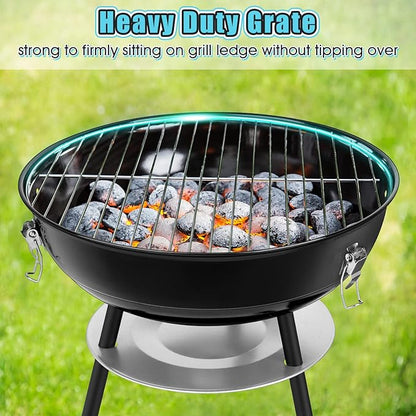 HaSteeL Replacement Cooking Grate for Small 13.7 Inch Charcoal Grill, Round Chromed Iron Steel Grilling Rack Grid, Non Toxic & Healthy (2-Piece)