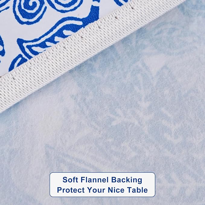 LIBERECOO Round Vinyl Fitted Tablecloth with Flannel Backing Elastic Edge Table Cover Waterproof Stain-Resistant Wipeable Tablecloths Fits 40-44 Inch Round Tables