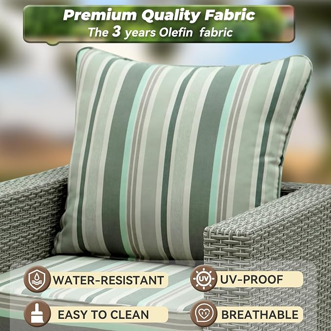 Deep Seat Patio Cushions Set 24 x 24 Inch,Olefin Fabric Outdoor Seat Cushion,Patio Furniture Cushions with Removable Cover,Rain-Proof and Fade Resistant Deep Seat Bottom & Back Cushion,1set