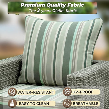 Deep Seat Patio Cushions Set 24 x 24 Inch,Olefin Fabric Outdoor Seat Cushion,Patio Furniture Cushions with Removable Cover,Rain-Proof and Fade Resistant Deep Seat Bottom & Back Cushion,1set