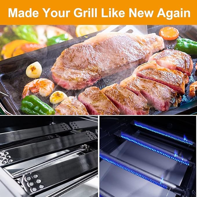 Uniflasy Grill Replacement Parts for Nexgrill 5 Burner 720-0888, 720-0888N, Nexgrill 4 Burner 720-0830H, Members Mark 720-0882D, Heat Plates Burner Tubes for Nexgrill Replacement Parts 5 Burner