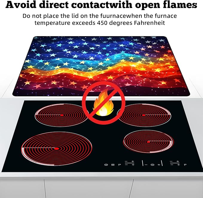 Multi-Design Stove Cover for Glass/Electric Stoves - 3-in-1 Heat-Resistant Protector Mat, Non-Slip Drying Rack 28"x20" (Star Ocean)