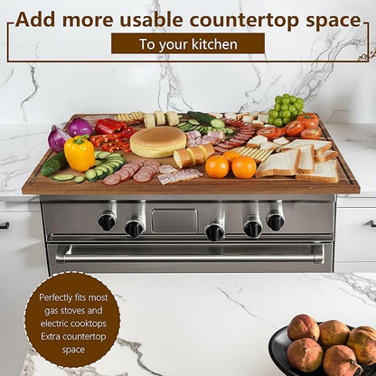 Sentsu Acacia Wood Cutting Board 36 x 24, Extra Large Wood Cutting Board for Kitchen, Butcher Block Cutting Board with Juice Groove and Handles, Stove Top Cover and Large Charcuterie Board