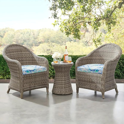 downluxe Outdoor Chair Cushions Set of 4 for Patio Furniture, Water-Resistant Patio Chair Cushions with Ties, High Density Foam Outdoor Seat Cushion, 17" X 16" X 2", Blue Coral