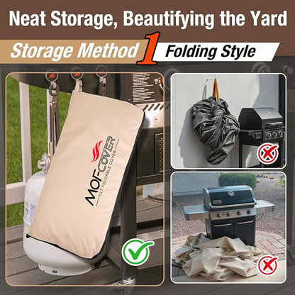 Exclusive Foldable 72 inch Grill Cover, 600D Heavy Duty Large Outdoor BBQ Cover for 6 Burners Grill Weber Nexgrill CharBroil Monument, Khaki