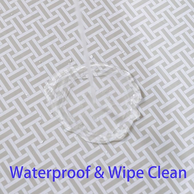 Walrus Heavy Duty Vinyl Tablecloth with Flannel Backing Waterproof Oil-Proof Plastic Table Cloth Stain-Resistant Wipeable Rectangle or Square Table Cover for Indoor and Outdoor (Weaving, 52X70 Inch)