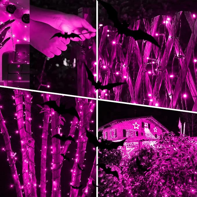 kemooie 500 LED Pink Valentines Day Lights,164 FT String Lights Outdoor Plug in Waterproof with 8 Twinkle Modes for Indoor Outdoor Bedroom, Yard, Wedding, Valentines Day Decoration