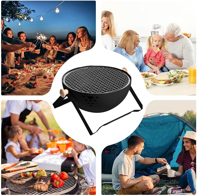 Charcoal Grill,Foldable Portable Heat-Resistant Stove | Barbeque Grill with Anti-Scalding Handle | for Outdoor Garden Table Travel Picnic Pan-Fried Meat Tea Brewing Hot Pot Cooking