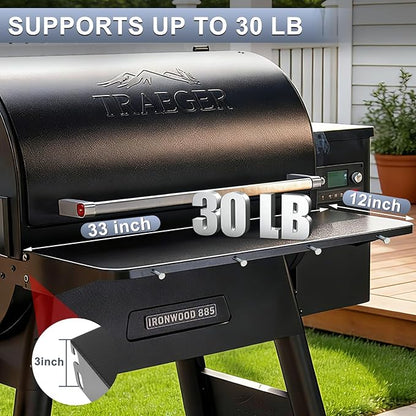 KEESHA BAC442 Folding Front Shelf for Traeger Pro 780, Ironwood 885 Pellet Grills, Heavy-Duty Grill Accessories Replacement for Food Prep and Storage, 32.9'' X 11.5''
