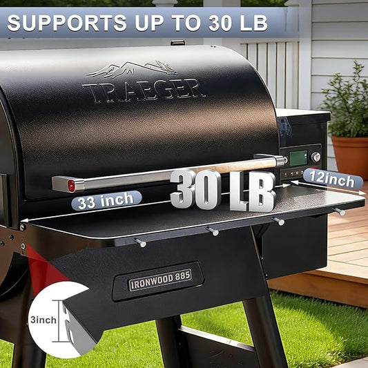 KEESHA BAC442 Folding Front Shelf for Traeger Pro 780, Ironwood 885 Pellet Grills, Heavy-Duty Grill Accessories Replacement for Food Prep and Storage, 32.9'' X 11.5''