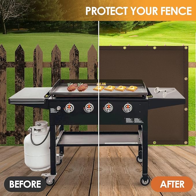 3'x4' Fireproof Heat Shield for Wall Behind Grill Protect Deck Fence from Grill Heat, Heat Shield Grill Mat, Stove Wall Protector Fridge, Grill Mat Accessories Compatible with Blackstone, Brown