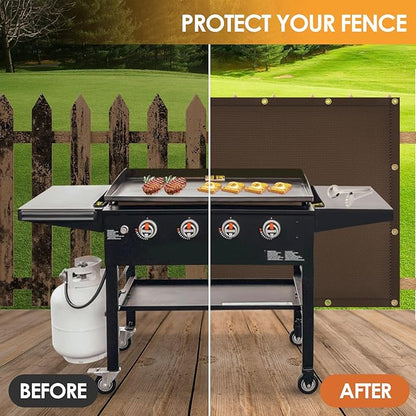 3'x4' Fireproof Heat Shield for Wall Behind Grill Protect Deck Fence from Grill Heat, Heat Shield Grill Mat, Stove Wall Protector Fridge, Grill Mat Accessories Compatible with Blackstone, Brown