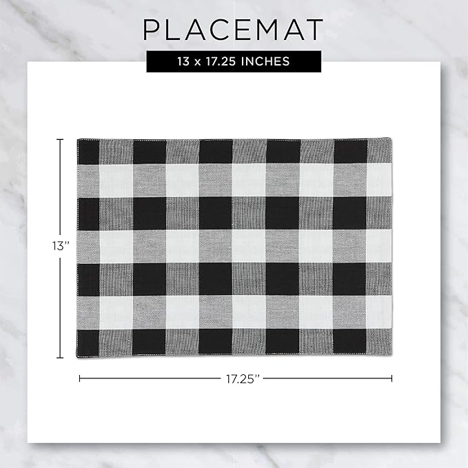 DII PVC Tabletop Collection Woven Indoor/Outdoor, Placemat Set, 13x17.25, Black, 6 Piece (Pack of 12)