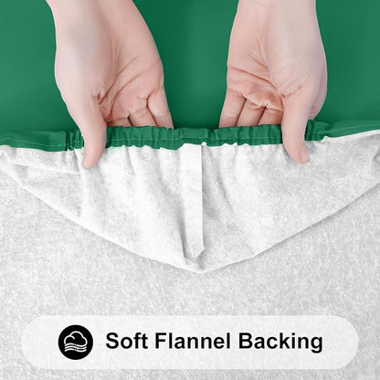 Smiry 2 Pack Rectangle Tablecloth, Elastic Fitted Flannel Backed Vinyl Tablecloths for 6ft Folding Tables, Waterproof Wipeable Table Covers for Outdoor, Picnic and Camping (Emerald Green, 30"x72")