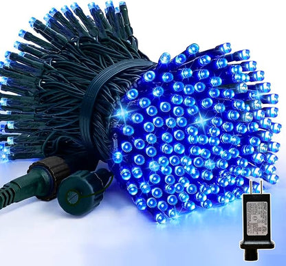 33FT 100 LED Blue Christmas Lights,16 Modes Connectable Fairy String Lights, Plug in Indoor Outdoor Blue Lights for Xmas Tree, Party, Garden, Hanukkah, Independence Day Patriotic Patio Decor