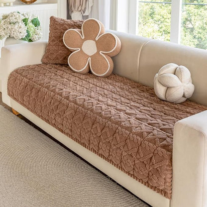 OstepDecor Couch Cover for Dogs, Washable Non Slip Sofa Cover for Pets | Soft Couch Covers for Sofa, Loveseat and Sectional, Furniture Protector Against Pet Hair & Dirt (35.4" x 70.9", Coffee)