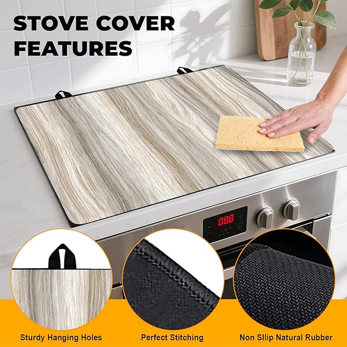 Stove Top Cover Retro Flower Gas Stove Top Cover for Home Decoration Kitchen Pad Non-Stick Washable Cooktop Covers Countertop Protector Keep Stove Clean 28"x20" (Texture-2)