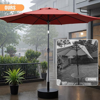 Outdoor Patio Umbrella, Table Umbrella with Push Button Tilt and Crank, 8 Ribs Market Umbrella