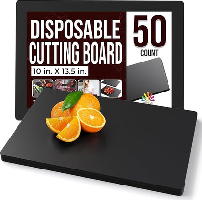 Crown Display Disposable Cutting Boards for Kitchen 50 Count Black Cutting Board 10 Inch X 13.5 Inch Flexible Cutting Boards For Kitchen ~ Patent Pending ~ Recyclable Disposable Cutting Board Sheets