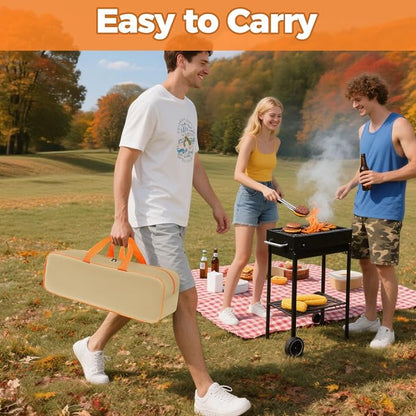 Grill Utensil Storage Bag for Outdoor Grilling, 24 x 8 x 8 in, Khaki | 1680D Oxford fabric, large capacity grill tool storage bag, accessories storage compatible with Blackstone griddle