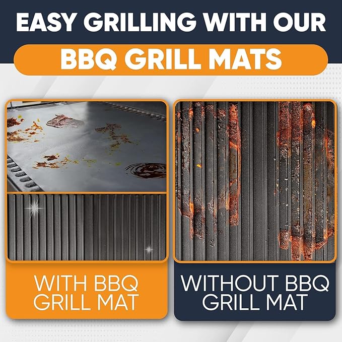 Linda's Essentials BBQ Grill Mats for Outdoor Grill Mat (5 Pack) 13" x 15.75" - Reusable Heat-Resistant Grilling Mats for Outdoor Grill, Non Stick Grill Matt, Easy Clean BBQ Matts for Outdoor Grills