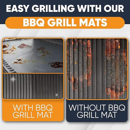 Linda's Essentials BBQ Grill Mats for Outdoor Grill Mat (5 Pack) 13" x 15.75" - Reusable Heat-Resistant Grilling Mats for Outdoor Grill, Non Stick Grill Matt, Easy Clean BBQ Matts for Outdoor Grills