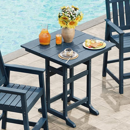 Garvee Outdoor Patio Bar Table for 2-4, All-Weather HDPE Bar Height Table with Umbrella Hole and Spacious Tabletop for Outside,Poolside, Backyard