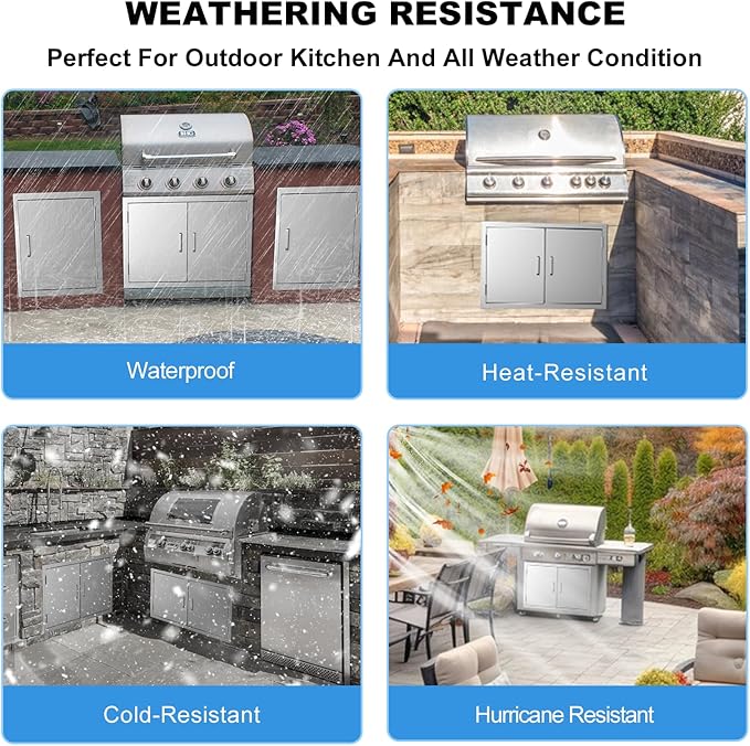 Outdoor Kitchen Door 36" W x 21" H-304 Stainless Steel Never Rust Cabinet Door-Double Layer-BBQ Access Doors-Weatherproof GrillDoor-Flush Mount BBQ Island Doors-MetalDoor for Outdoor Indoor Kitchen