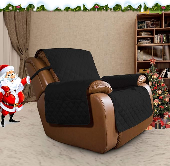 Easy-Going Reversible Couch Cover, Oversized Recliner, Black/Beige | Machine Washable Slipcover For Dogs, Water Resistant Furniture Mat For Living Room, Non-Slip Sofa Cover, Pet Friendly
