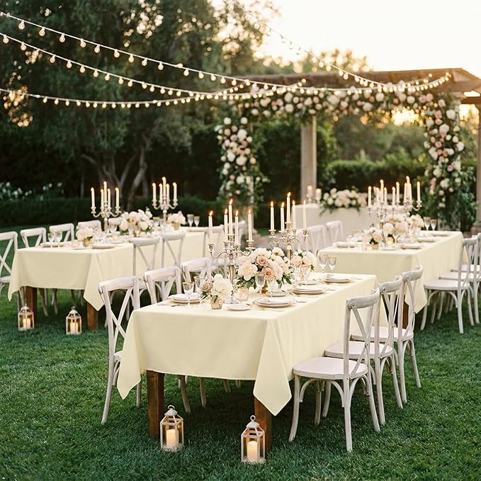 sancua Rectangle Tablecloth - 60 x 120 Inch - Stain and Wrinkle Resistant Washable Polyester Table Cloth, Decorative Fabric Table Cover for Dining Tables, Buffet Parties and Camping, Beige
